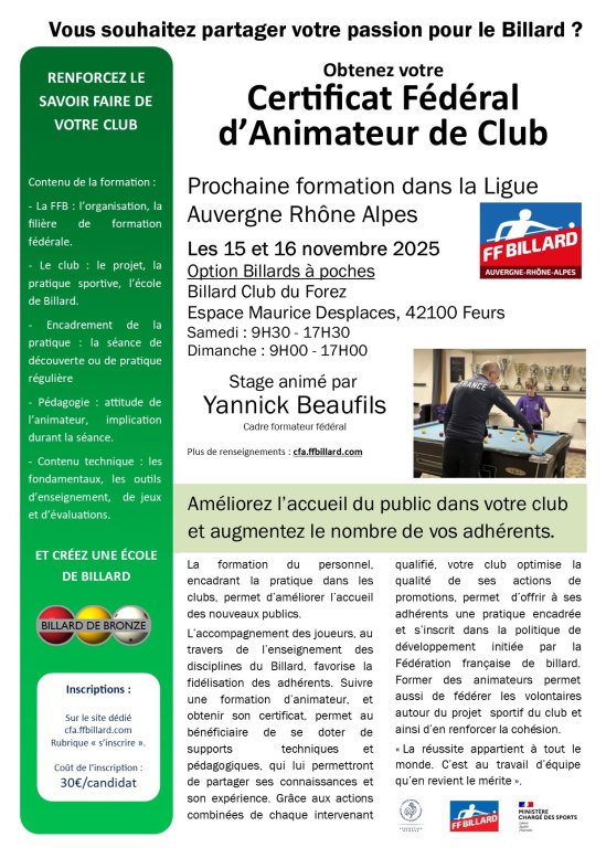 CFA billard à Poche Novembre 2025